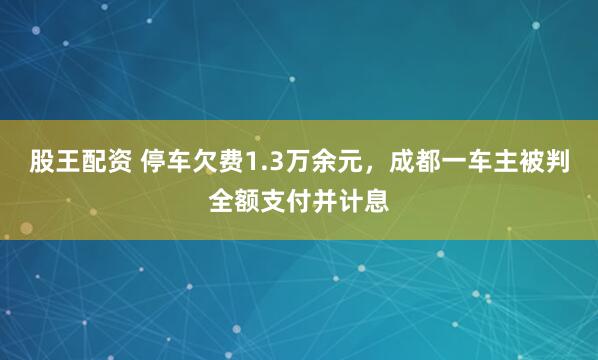股王配资 停车欠费1.3万余元，成都一车主被判全额支付并计息